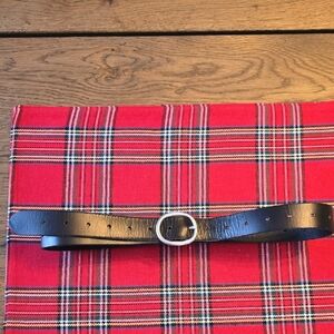 Lucky Brand Black Leather Belt with Silver Buckle